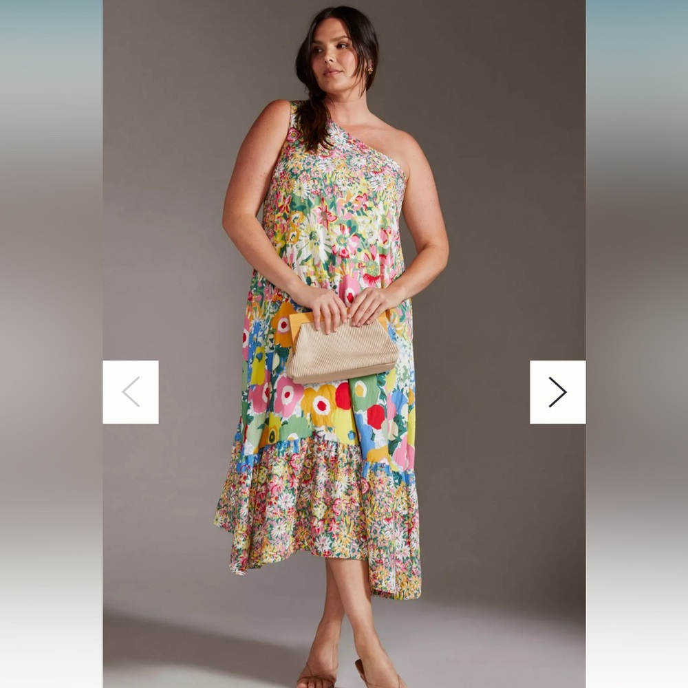 Anthropologie Multicolor One-Shoulder Dress - Picture 2 of 11